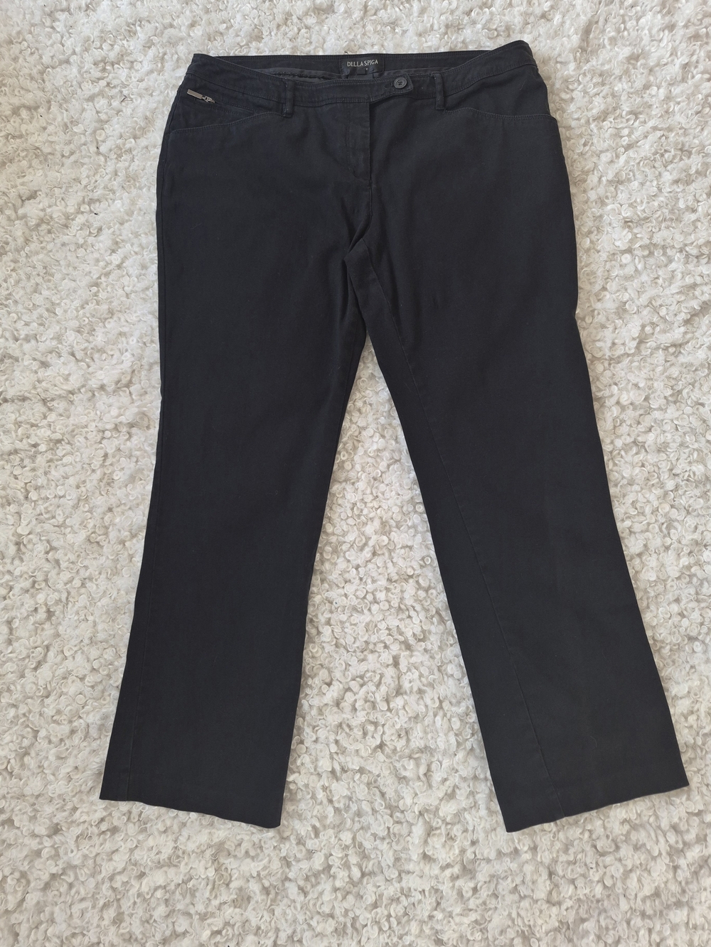 DELLA SPIGA Black Straight Leg Tailored Office Pants Cotton Workwear 16 Career